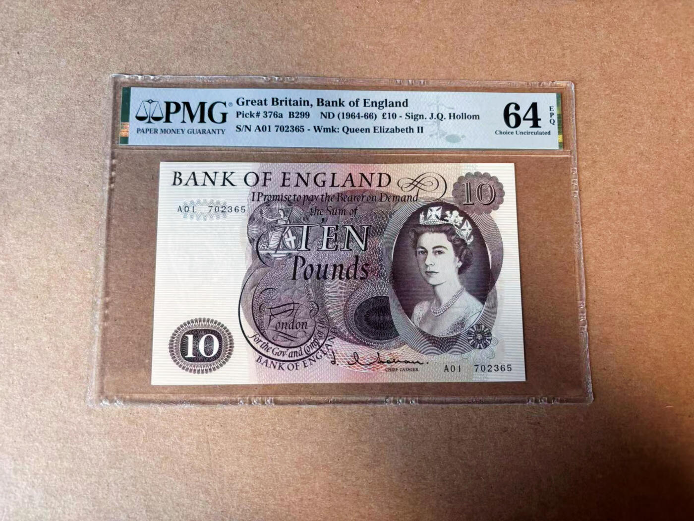 【Blue Auction】✨世界纸币精拍第582期【精】 【A01】英国 C序列10镑 PMG64EPQ 