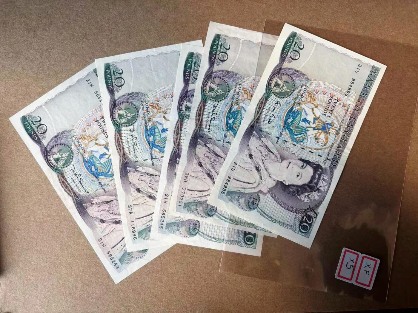 【Blue Auction】✨世界纸币精拍第582期【精】 【一组5张】英国 D序列20镑 XF品相