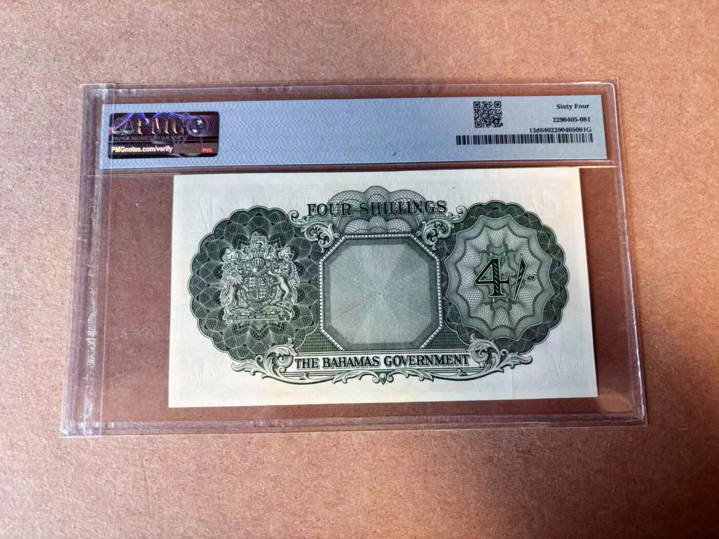 【Blue Auction】✨世界纸币精拍第582期【精】 【无47】巴哈马 1963年4先令 大冠女王 PMG64