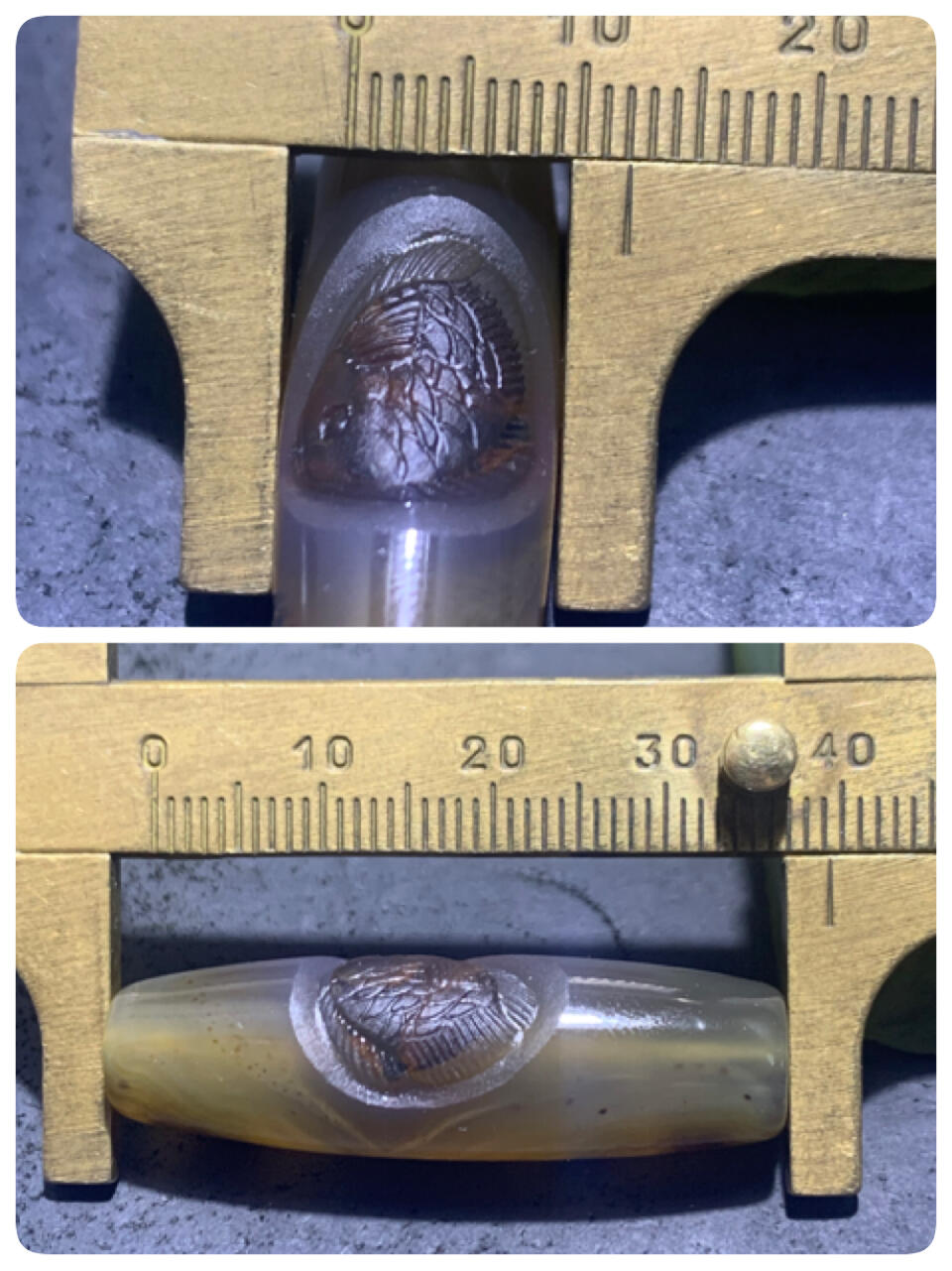 精美亚光高玉化草花纹巴西玛瑙手工俏色巧雕富贵有鱼桶珠一个！
