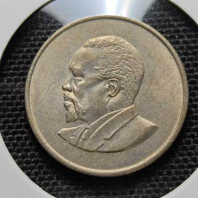 KK钱币收藏小铺  第173期 2月预留时间 每日一拍 周末发货 - 1968独年 肯尼亚开国版头像无字 50分  