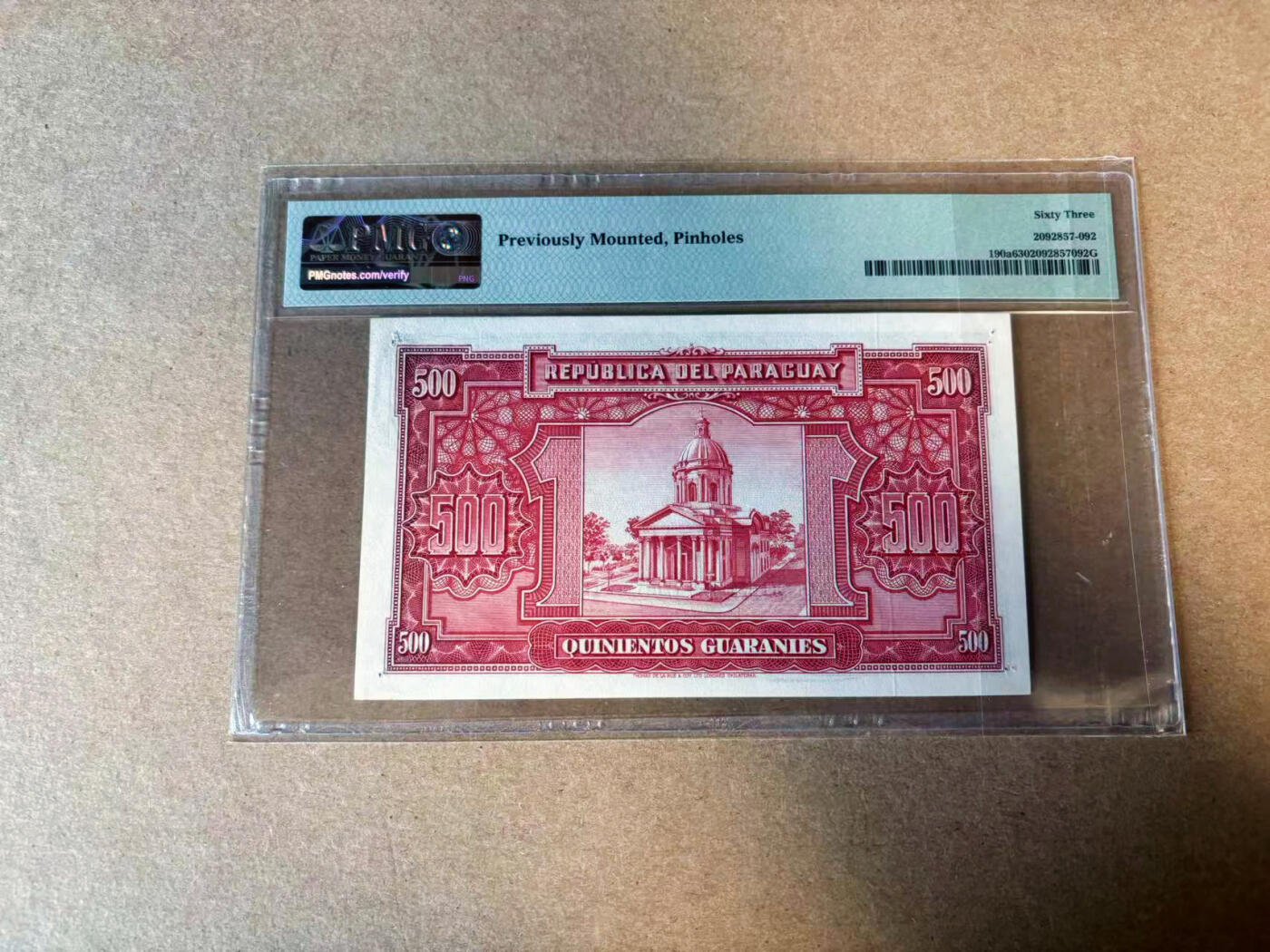 【Blue Auction】✨世界纸币精拍第582期【精】 巴拉圭 1952年500瓜拉尼 PMG63