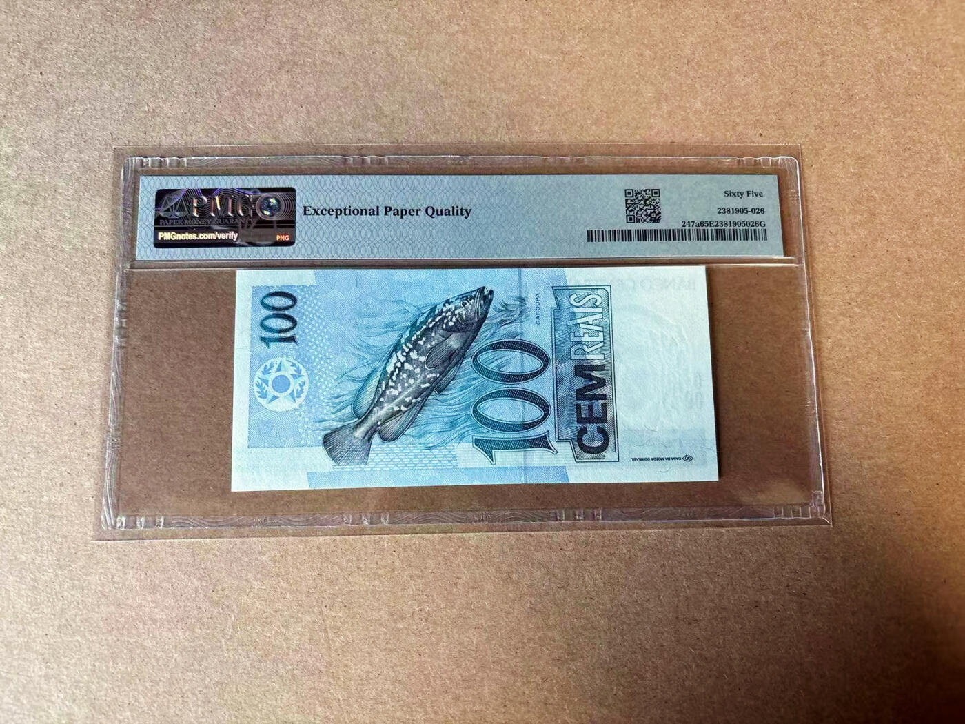 【Blue Auction】✨世界纸币精拍第582期【精】 【AA】巴西 1994年100瑞斯 PMG65EPQ 