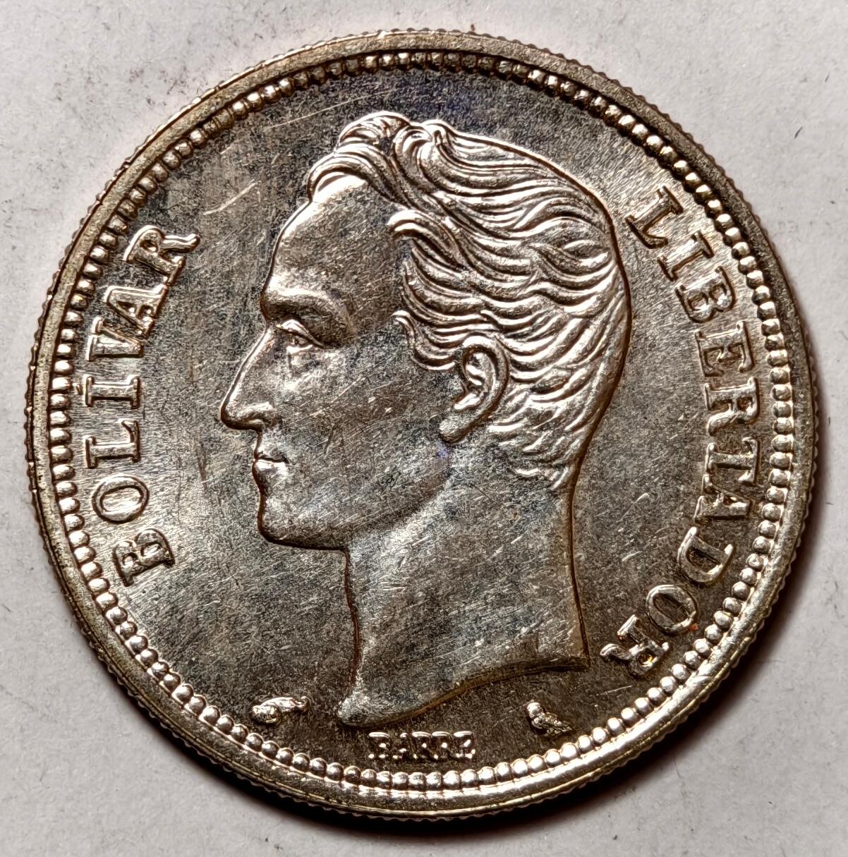 紫瑗钱币——第502期 委内瑞拉 1960年 1玻利瓦尔 5克 0.835银 UNC