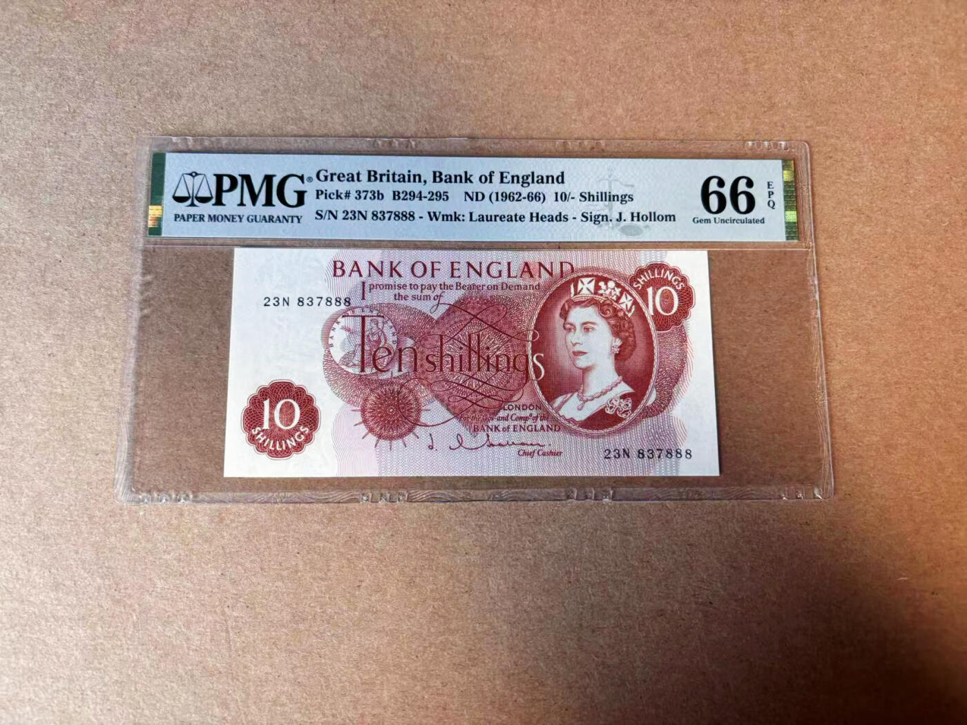 【Blue Auction】✨世界纸币精拍第582期【精】 【888豹子号】英国 C序列 1962-66年10先令 PMG66EPQ 