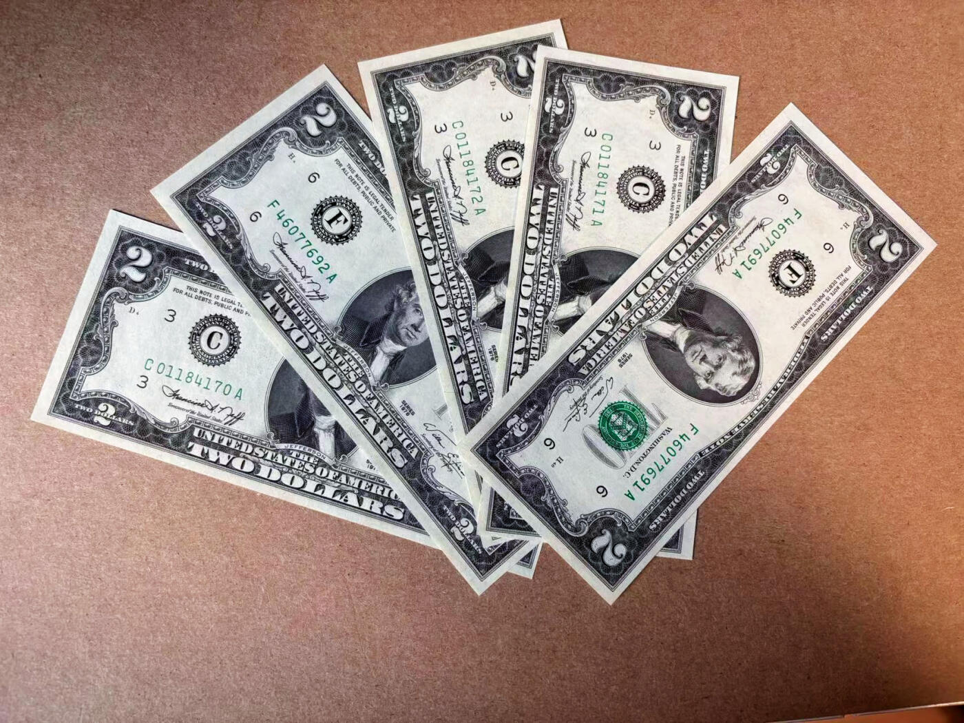 【Blue Auction】✨世界纸币精拍第582期【精】 【一组5张】美国 1976年2美金 UNC-
