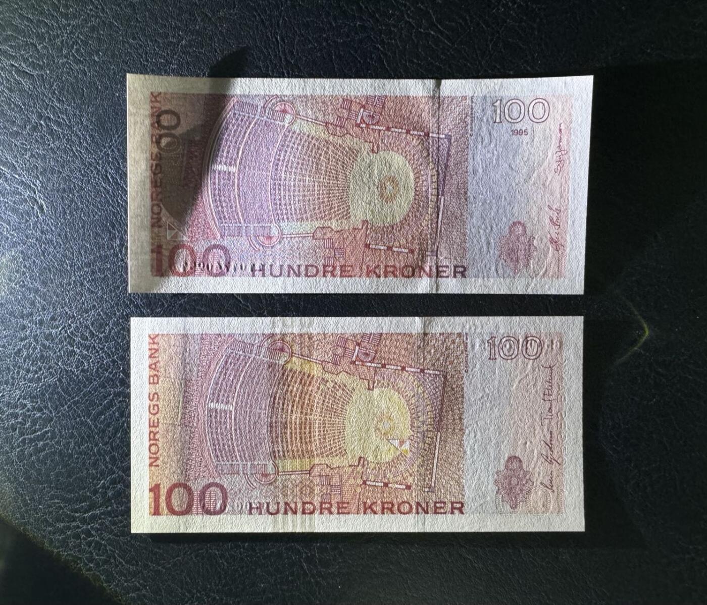 收藏联盟Quantum Auction 第393期拍卖  挪威1995年和2006年100克朗  品相全新UNC