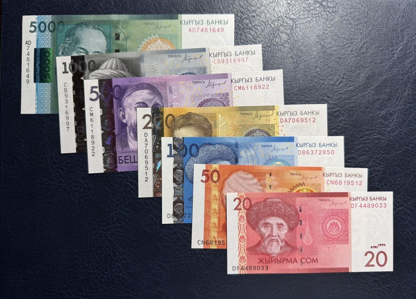 收藏联盟Quantum Auction 第393期拍卖  吉尔吉斯斯坦2016年20到5000索姆 品相全新UNC