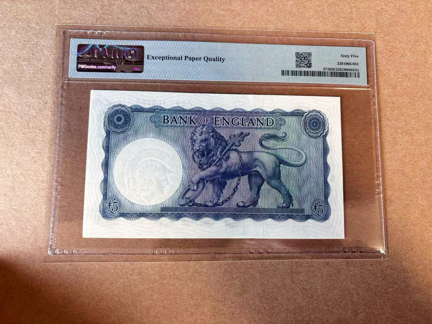 【Blue Auction】✨世界纸币精拍第582期【精】 【无47】英国 1957-67年5镑 PMG65EPQ 