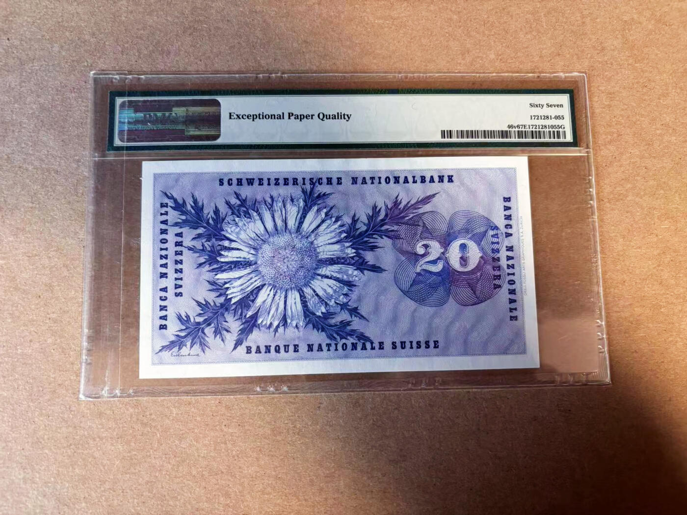 【Blue Auction】✨世界纸币精拍第583期【精】 瑞士 1974年20法郎 PMG67EPQ 高分 