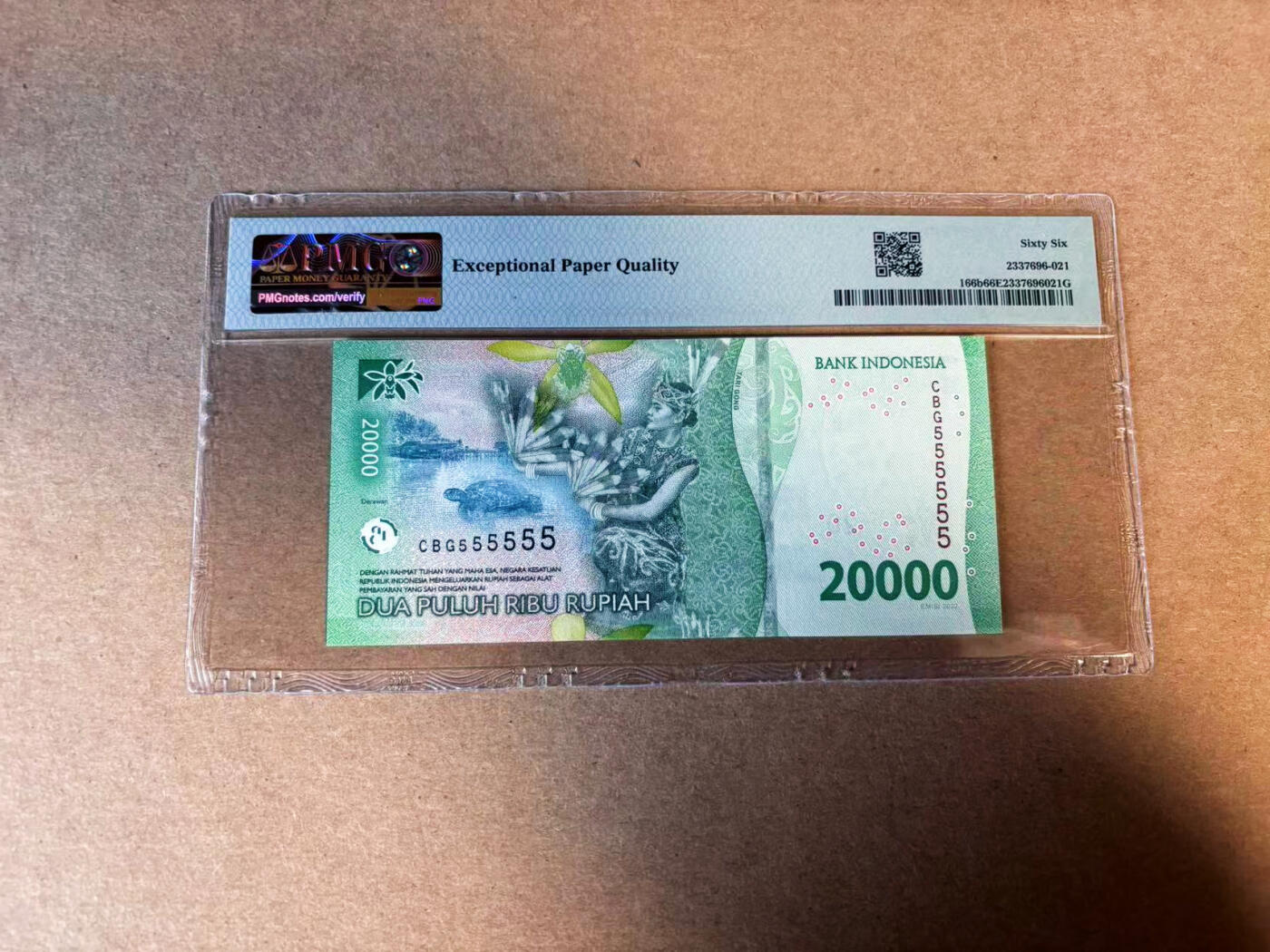 【Blue Auction】✨世界纸币精拍第583期【精】 【全同5】印尼 2022年20000卢比 PMG66EPQ 
