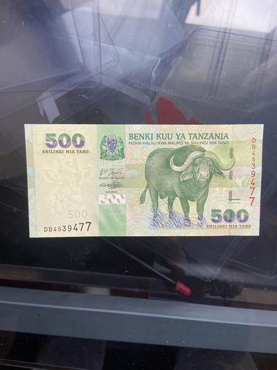 【炜奕收藏】，十九期，裸钞等 - 坦桑尼亚500先令，UNC品相