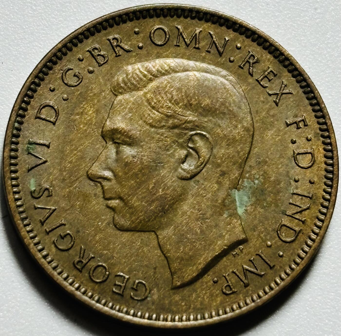 文馨钱币收藏第187 场 铜光色美品 1937 年英国乔六登基版法新铜币