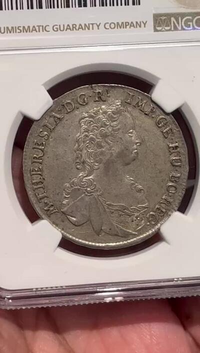 NGC-MS62 1765奥地利特雷西女王年轻半泰勒银币 亚军底光 纸袋包浆