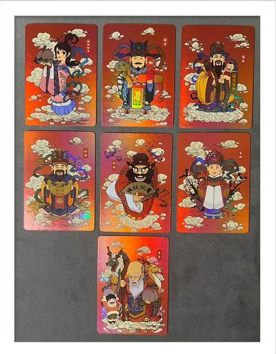 【小花瓣艺术文创】【吉神系列】彩闪卡 7张 - 【小花瓣艺术文创】【吉神系列】彩闪卡 7张