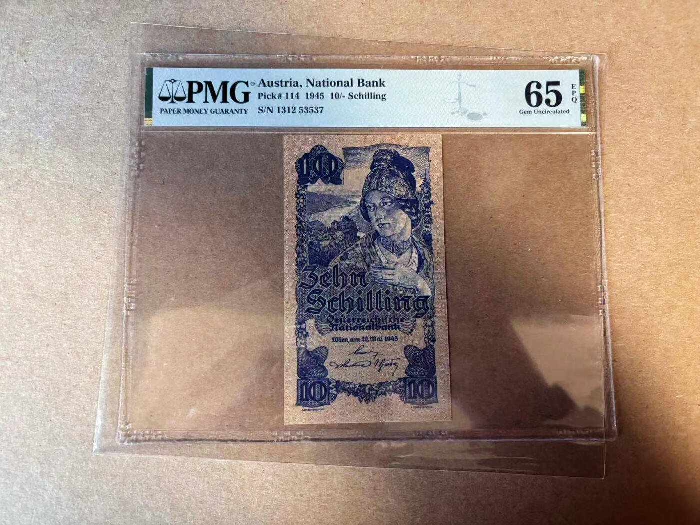【Blue Auction】✨世界纸币精拍第583期【精】 奥地利 1945年10先令 PMG65EPQ 大壳子
