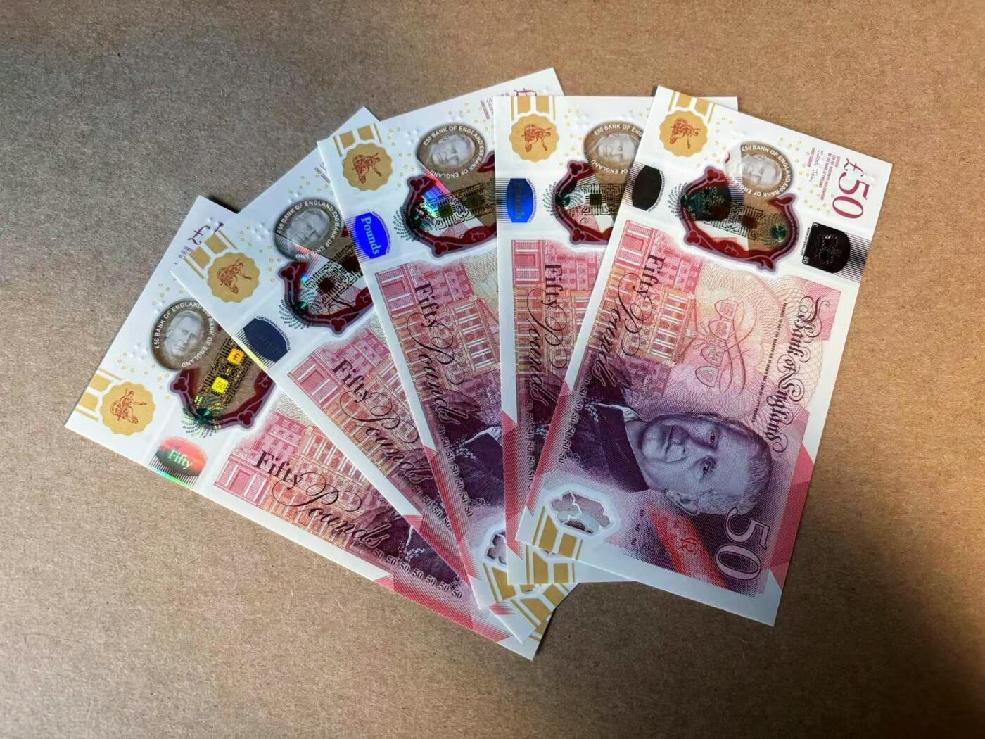 【Blue Auction】✨世界纸币精拍第583期【精】 【一组5张无47】英国 2024年50镑 全新UNC