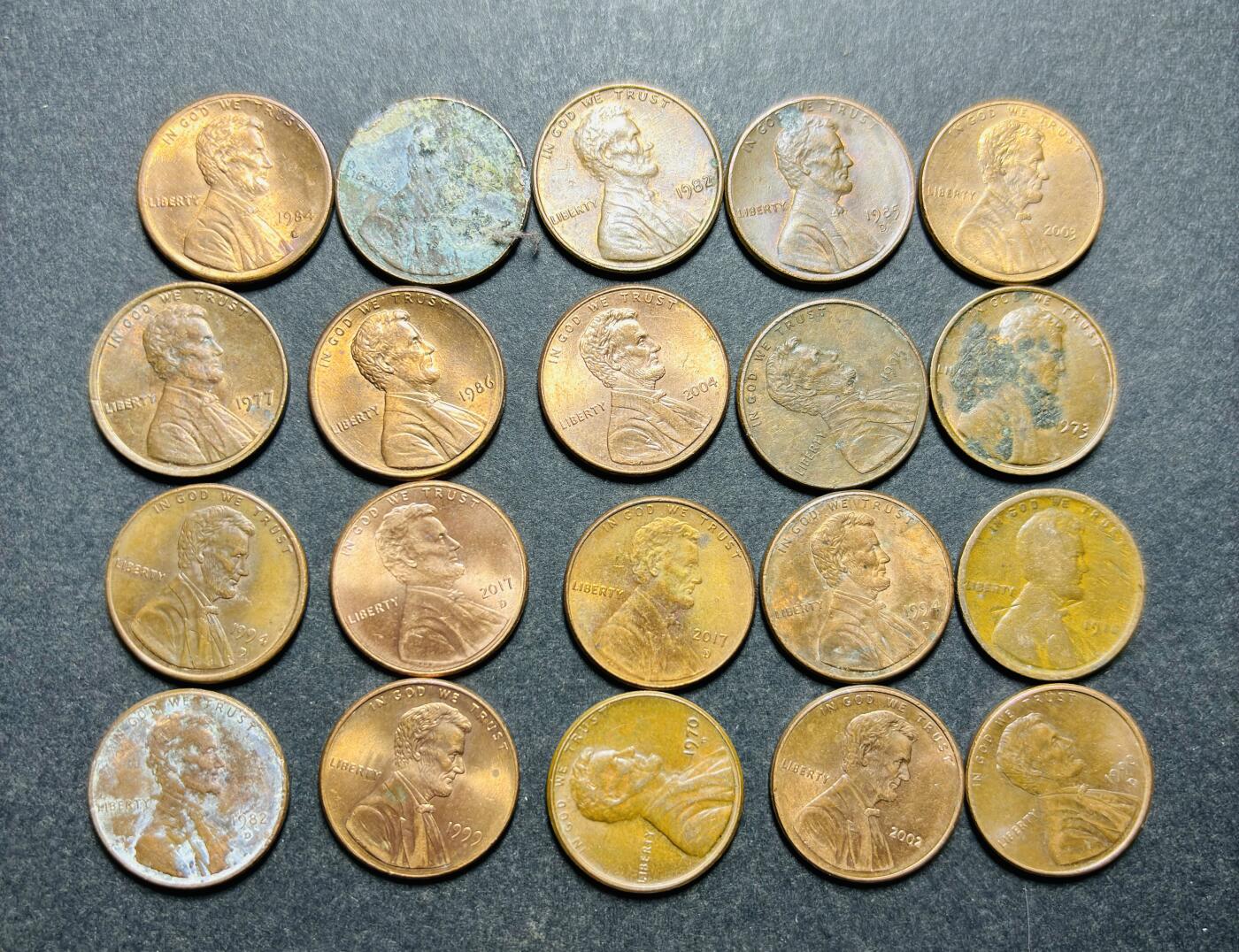 文馨钱币收藏第187 场 美国林肯一分 20 枚，包含 1918 年麦穗一分