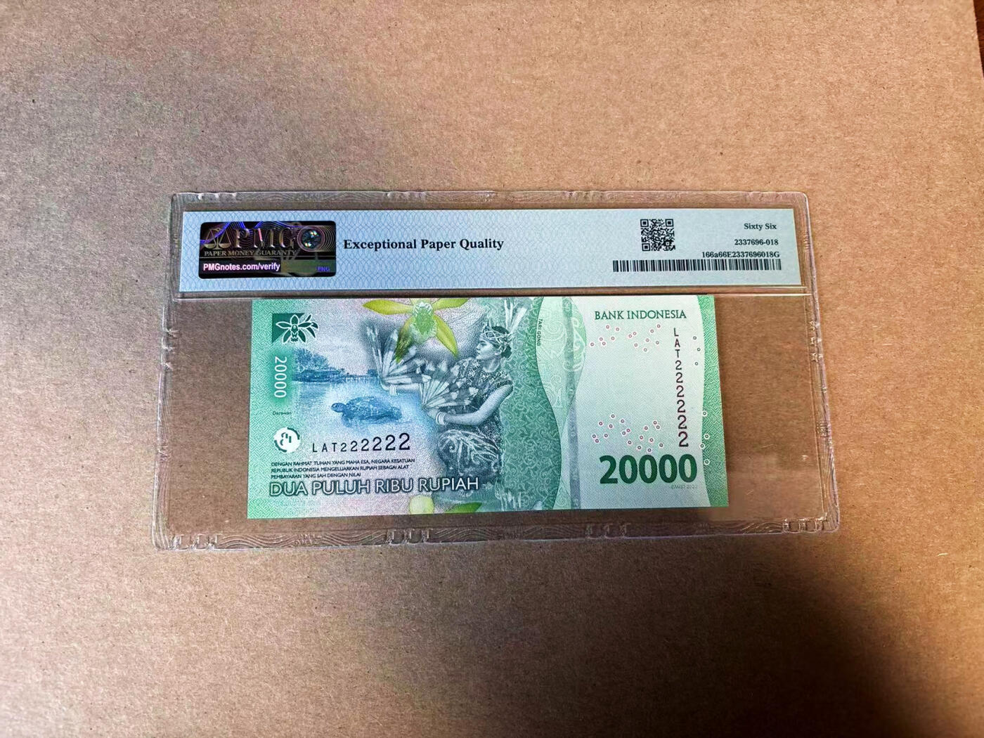 【Blue Auction】✨世界纸币精拍第583期【精】 【全同2】印尼 2022年20000卢比 PMG66EPQ 