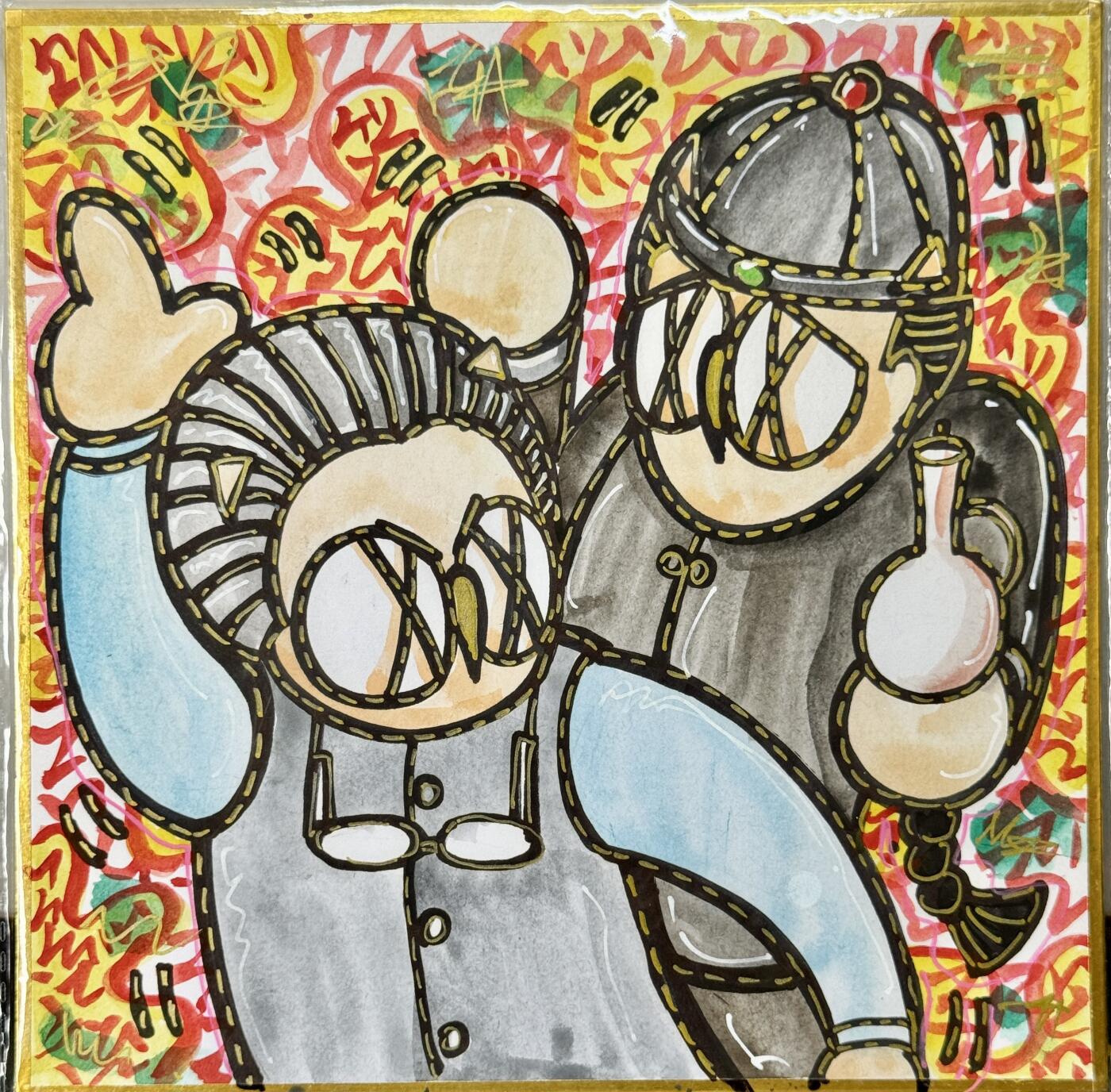 白泽拍卖卡牌手绘专场第9期（檐飞数片雪，瓶插一枝梅） 2024 歪歪手绘画 掌柜 歪歪亲签 尺寸：18cm*18cm