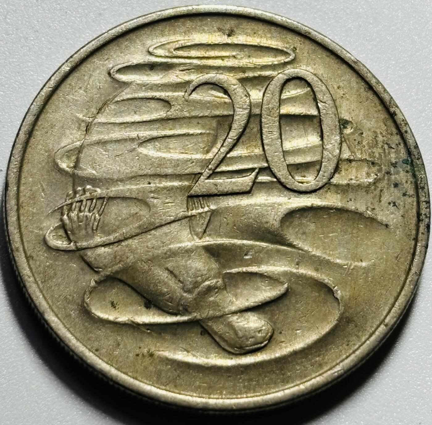 文馨钱币收藏第187 场 1974 年英属澳大利亚 20 分，鸭嘴兽
