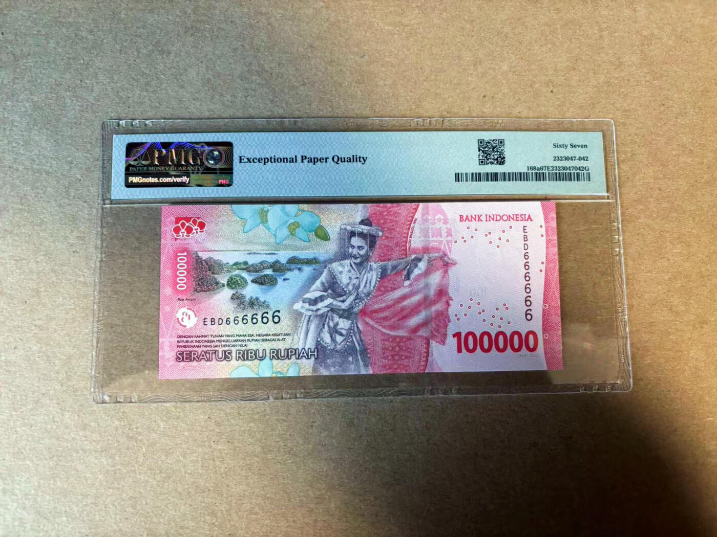 【Blue Auction】✨世界纸币精拍第583期【精】 【全同6】印尼 2022年100000卢比 PMG67EPQ 高分