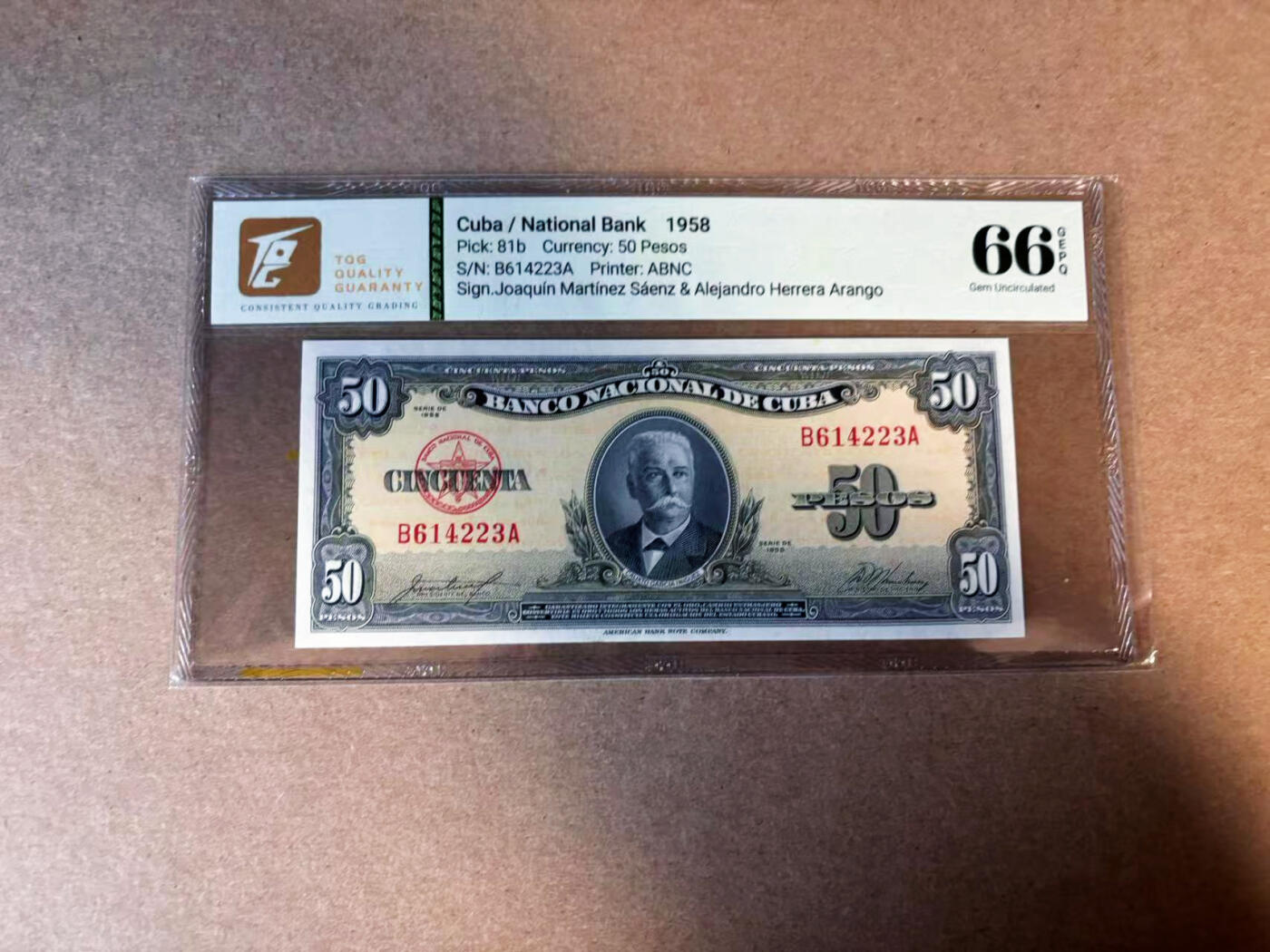 【Blue Auction】✨世界纸币精拍第583期【精】 古巴 1958年50比索 TQG66EPQ 