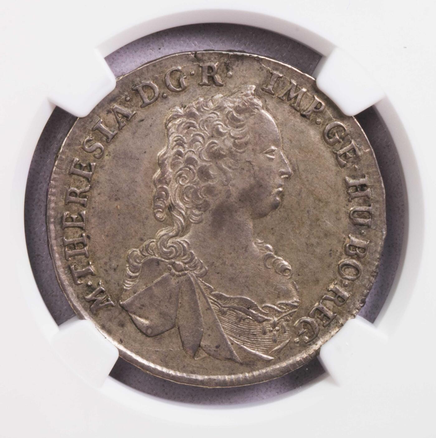 NGC-MS62 1765奥地利特雷西女王年轻半泰勒银币 亚军底光 纸袋包浆
