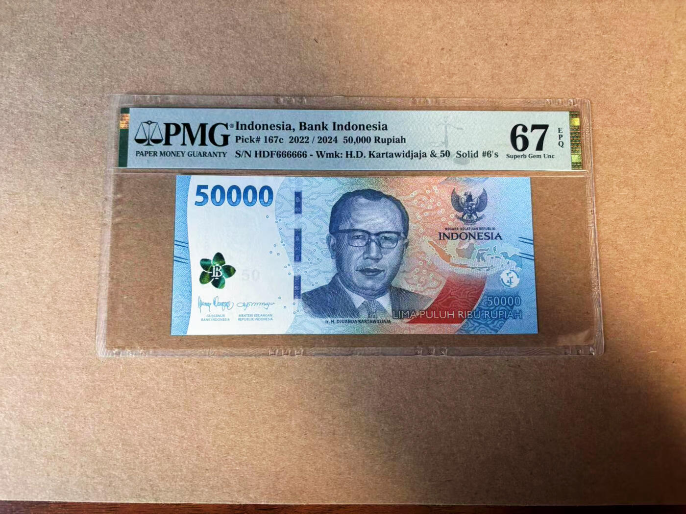 【Blue Auction】✨世界纸币精拍第583期【精】 【全同6】印尼 2022年50000卢比 PMG67EPQ 高分