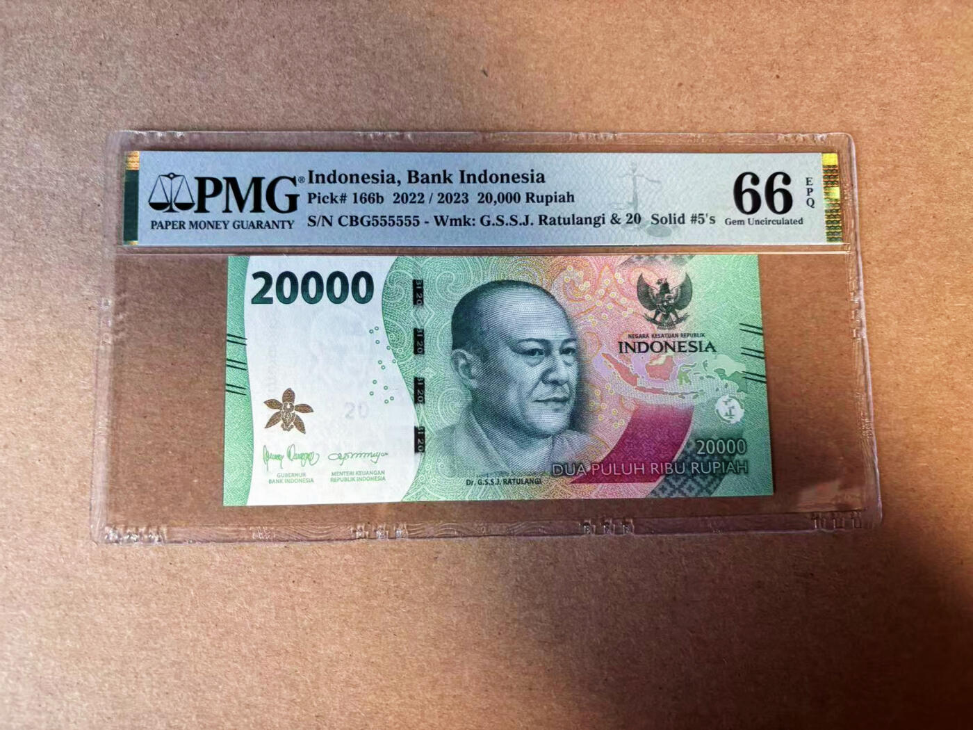 【Blue Auction】✨世界纸币精拍第583期【精】 【全同5】印尼 2022年20000卢比 PMG66EPQ 