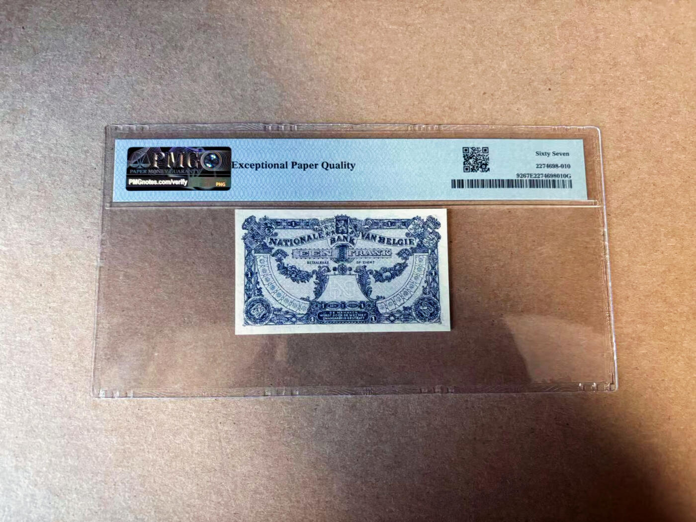 【Blue Auction】✨世界纸币精拍第583期【精】 比利时 早期 1920-22年1法郎 PMG67EPQ 高分 
