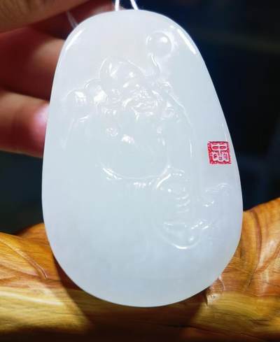 和田玉财神牌所见即所得，自带国检证书，尺寸:50*34*8克重:31g - 和田玉财神牌所见即所得，自带国检证书，尺寸:50*34*8克重:31g