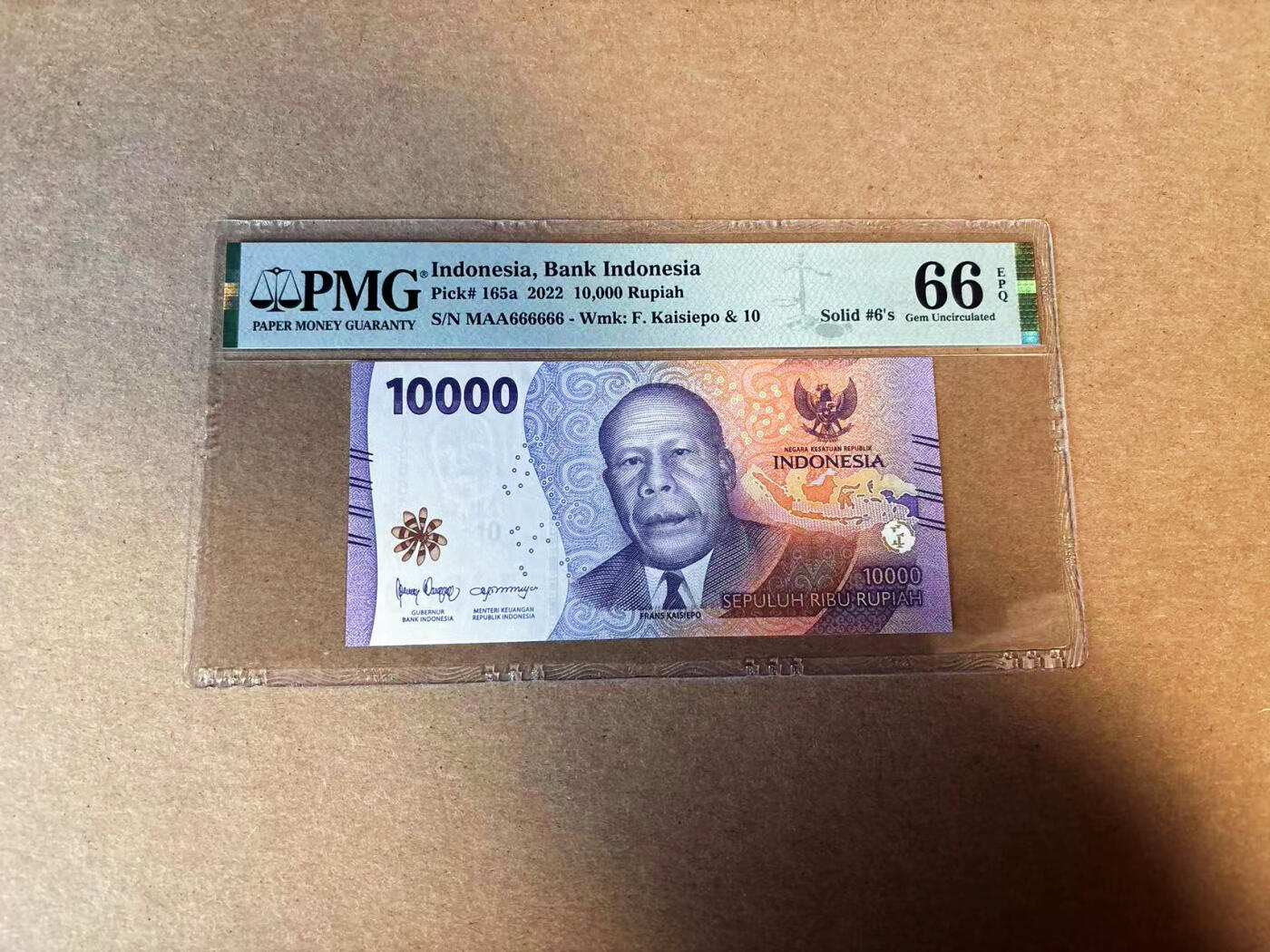 【Blue Auction】✨世界纸币精拍第583期【精】 【全同6】印尼 2022年10000卢比 PMG66EPQ 