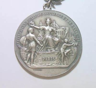 法国1907年女神坐像 高浮雕精制大银章 40MM 23.5克 - 法国1907年女神坐像 高浮雕精制大银章 40MM 23.5克