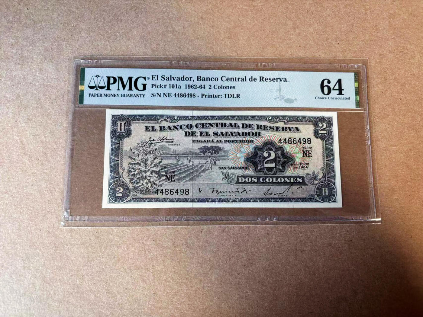 【Blue Auction】✨世界纸币精拍第583期【精】 萨尔瓦多 1962-64年2克朗 PMG64