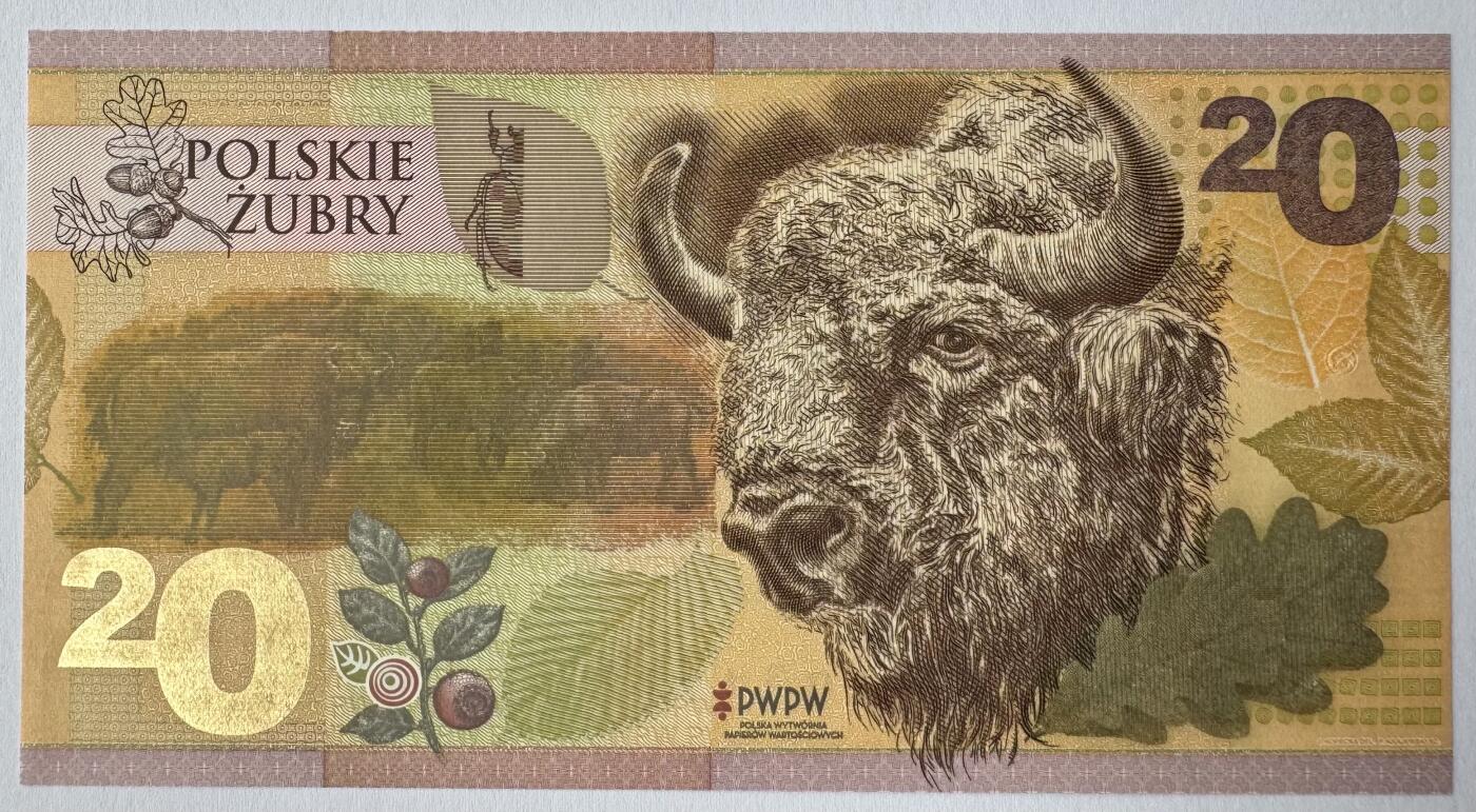 2026第3场（总第230期）：精品测试钞、外钞综合场 （FO系列- 防污涂层Fortis™ 纸）波兰PWPW 2019野牛20面额测试钞UNC