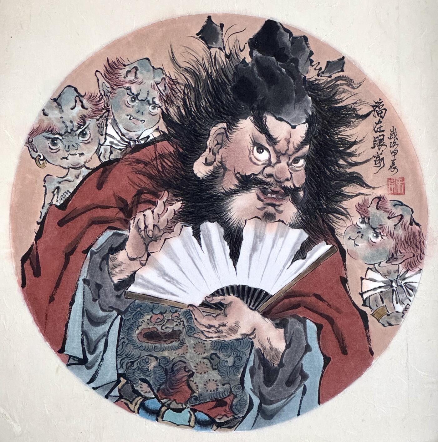 白泽拍卖卡牌手绘专场第9期（檐飞数片雪，瓶插一枝梅） 2024 马马手绘画 福在眼前 尺寸：28cm*28cm