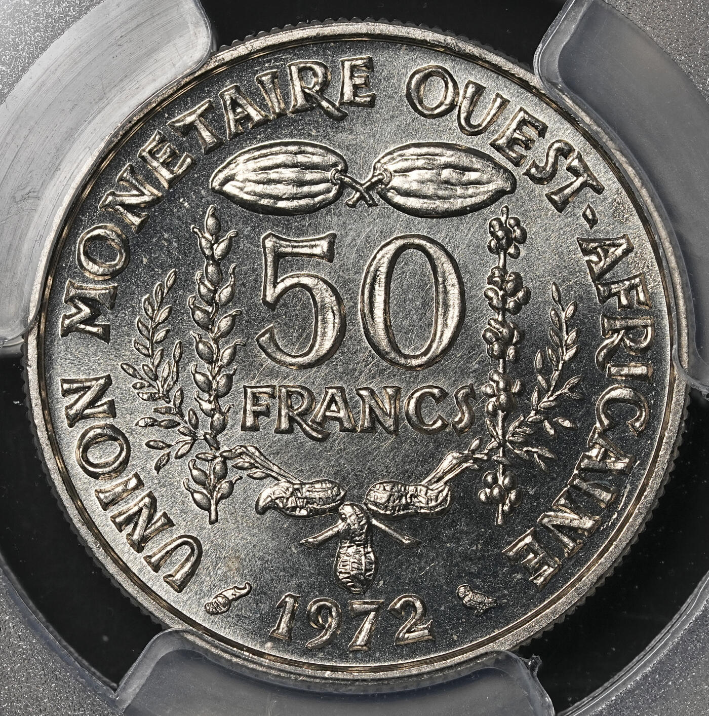 修遠堂世界钱币第四十八期 全场包邮 PCGS SP66 1972年西非50法郎样币 ESSAI