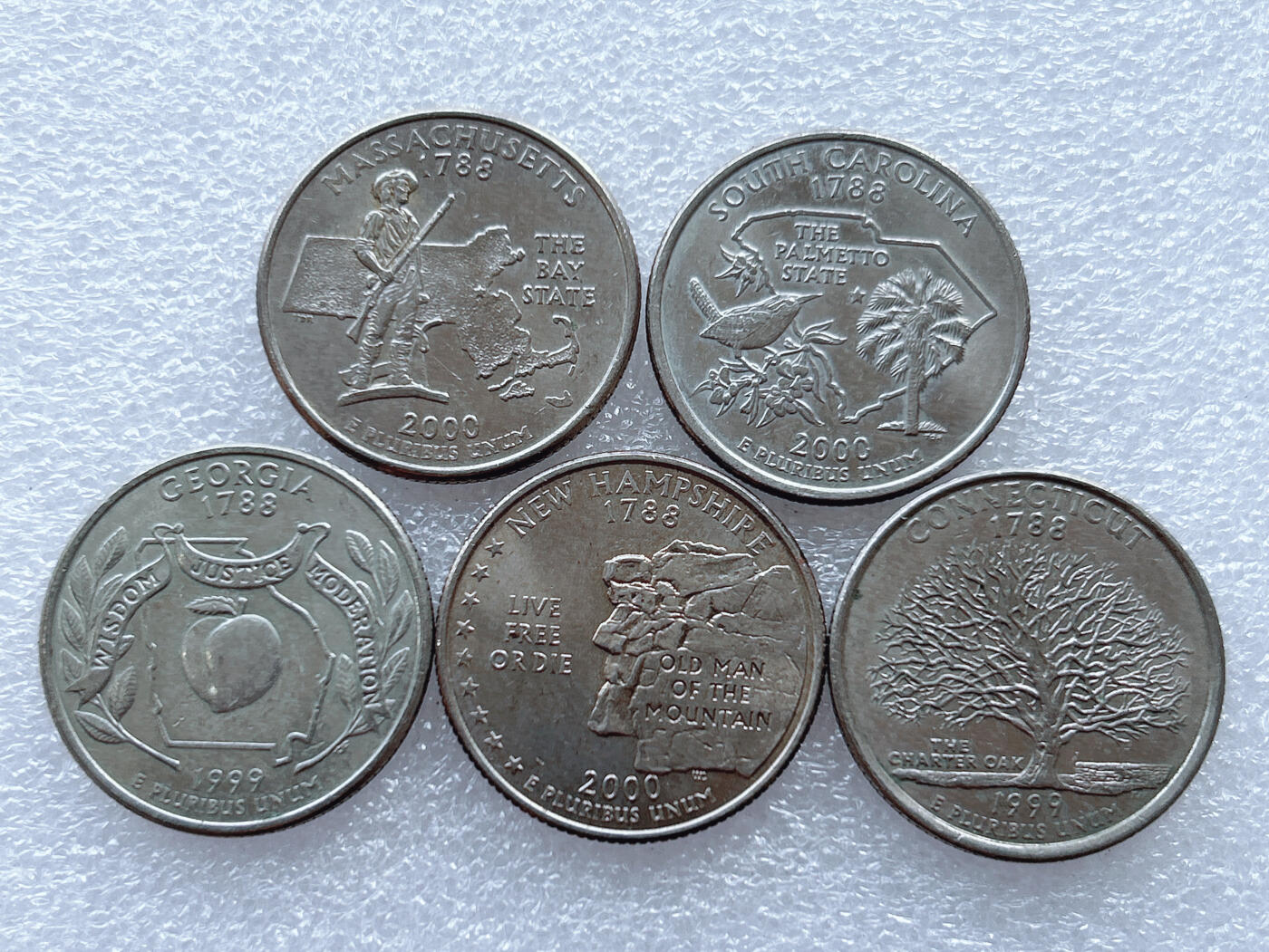 第一海外回流一元起拍收藏 散集专场. 第143期 美国州币系列25分纪念币 5枚