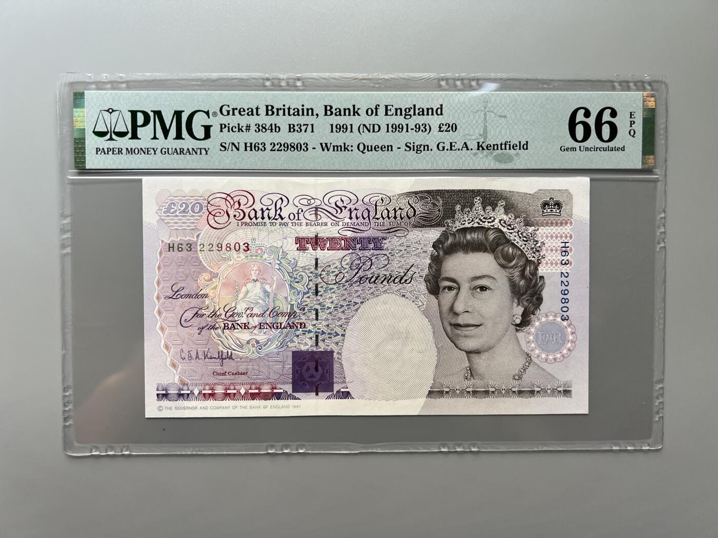 PMG 66EPQ 英国1991-93年E系列20英镑纸币