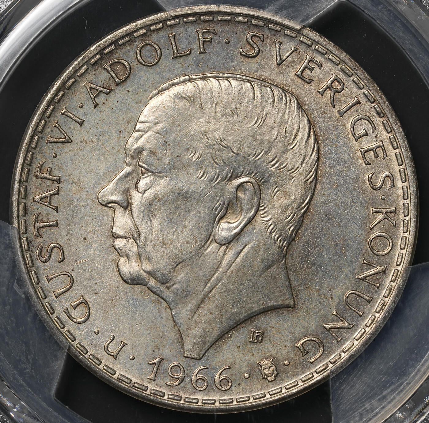 修遠堂世界钱币第四十八期 全场包邮 PCGS MS64 1966年瑞典宪法改革100周年纪念5克朗大银币