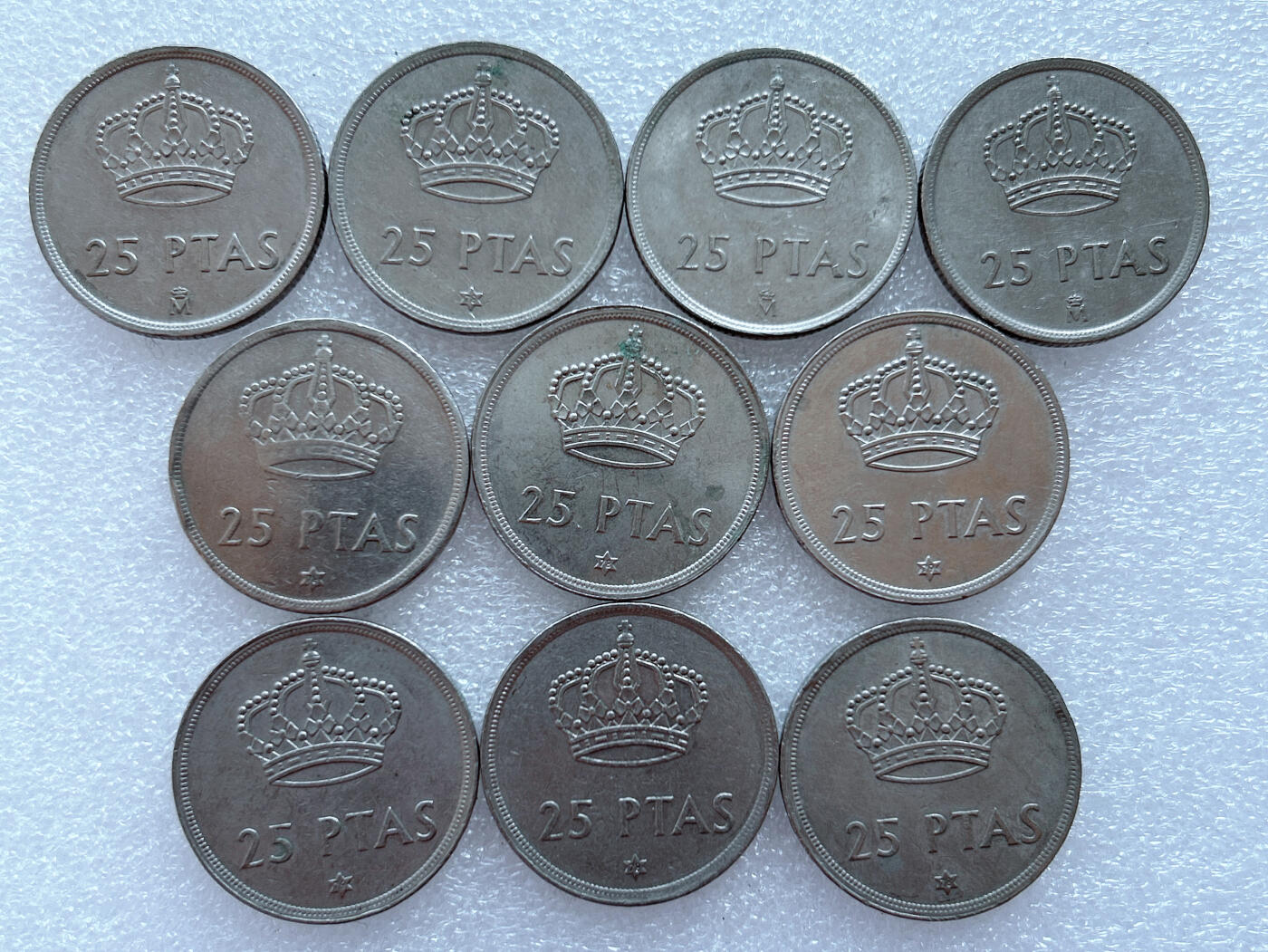 第一海外回流一元起拍收藏 散集专场. 第143期 西班牙25比塞塔 10枚