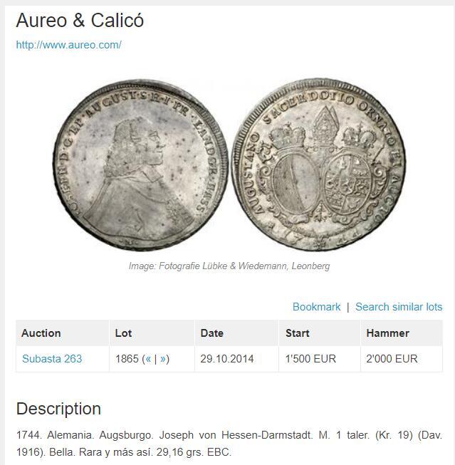 NGC-AUD 1744神罗统治下德意志邦国奥格斯堡主教泰勒银币