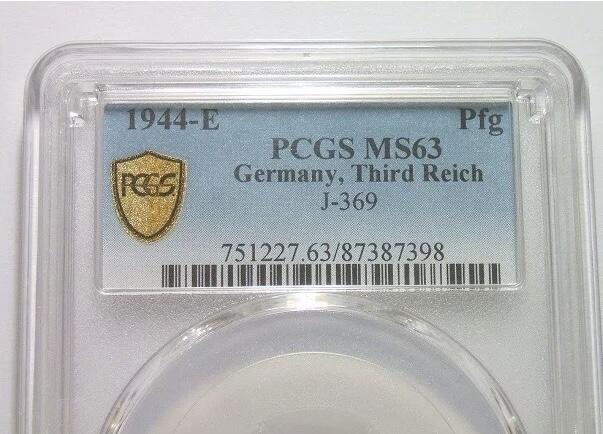 PCGS MS65 德国第三帝国1944年E版1芬尼 难得开卷原光