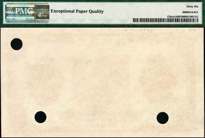 宜和2024年秋季拍卖会-纸币专场 民国十三年（1924年）交通银行华德路版壹圆，枣红色刷色（与流通票不同），单面样本券，正背共2枚，均为PMG 66EPQ，正面印有代号“506”字样；PMG评级记录显示，正背面均仅此1枚评级入壳，品相卓绝，不可超越，圈内前辈出品，稀缺资源型藏品，值得入手把玩
