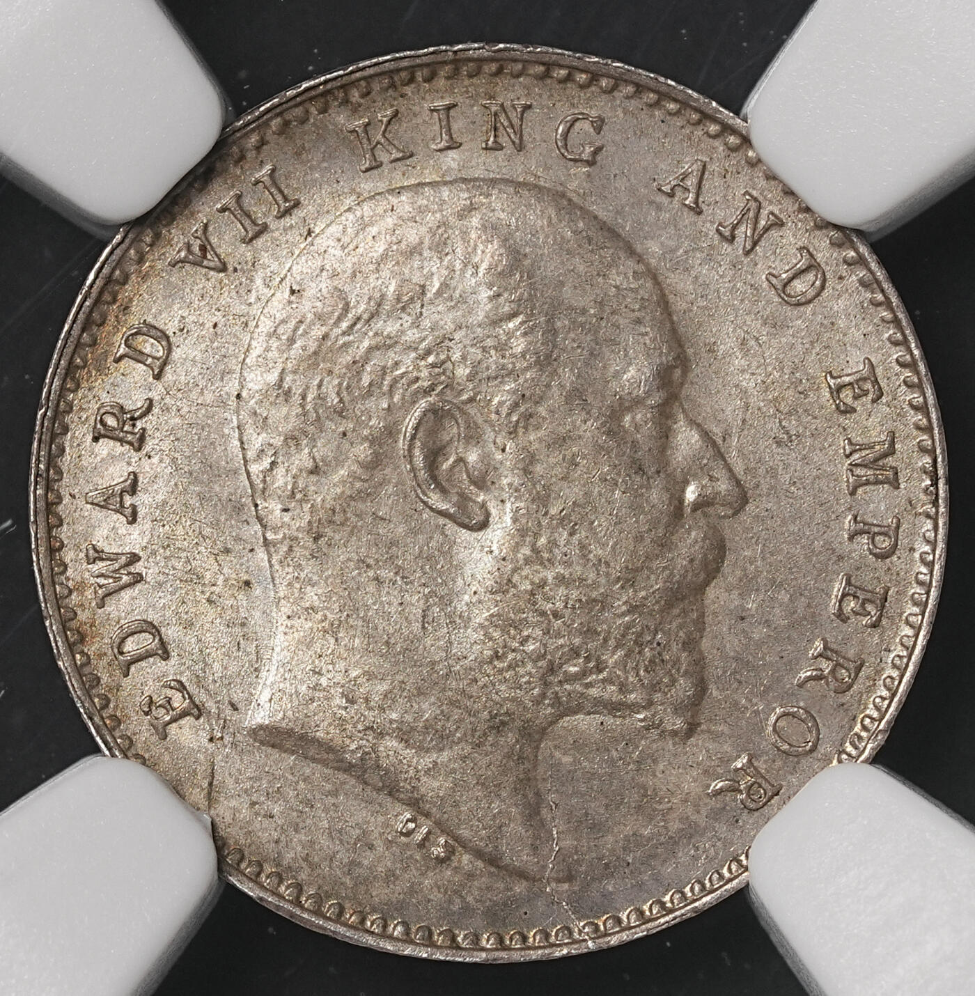 修遠堂世界钱币第四十八期 全场包邮 NGC MS64 1905年英属印度2 ANNAS银币 纸袋包浆
