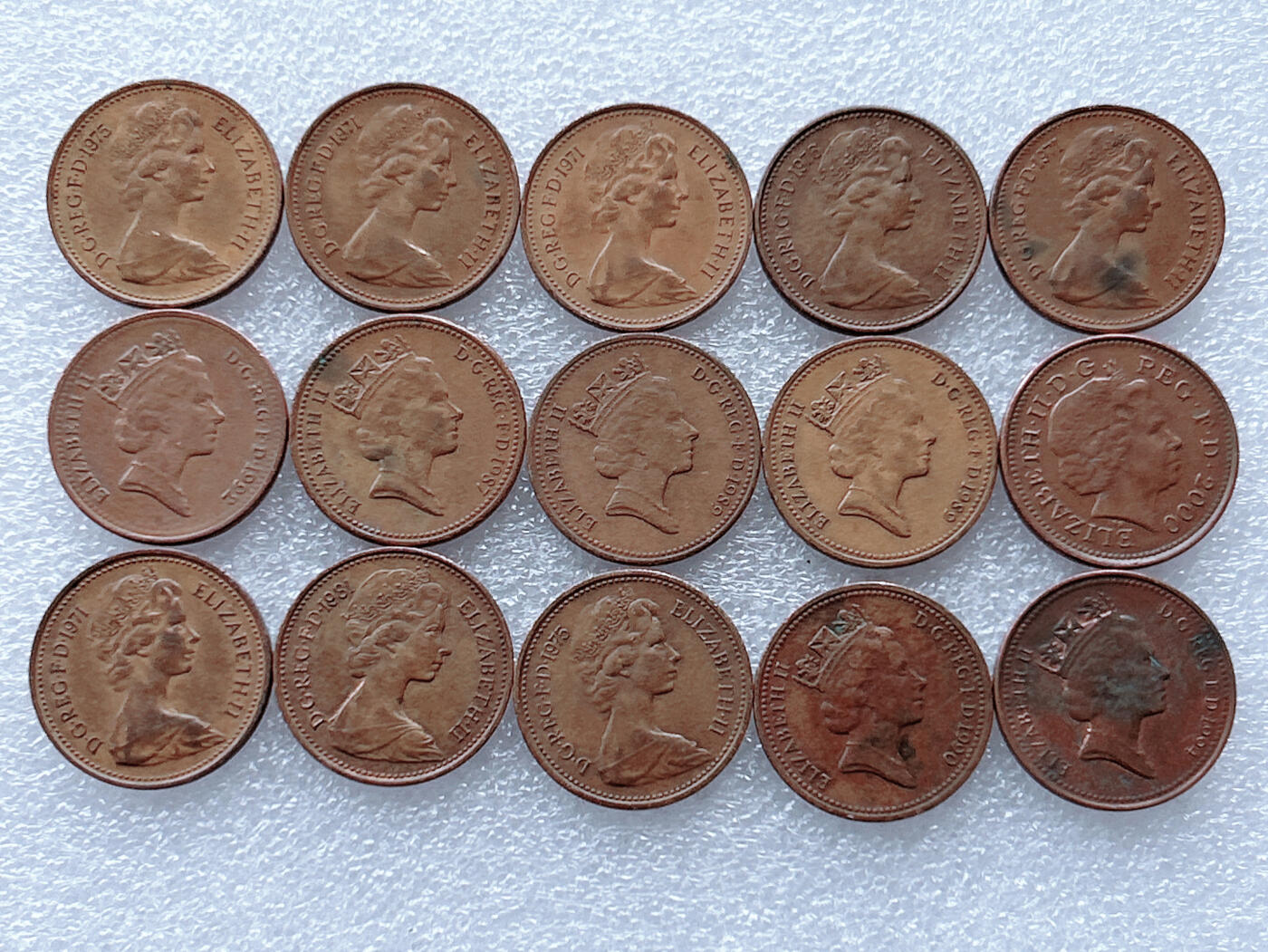 第一海外回流一元起拍收藏 散集专场. 第143期 英国1便士硬币 15枚