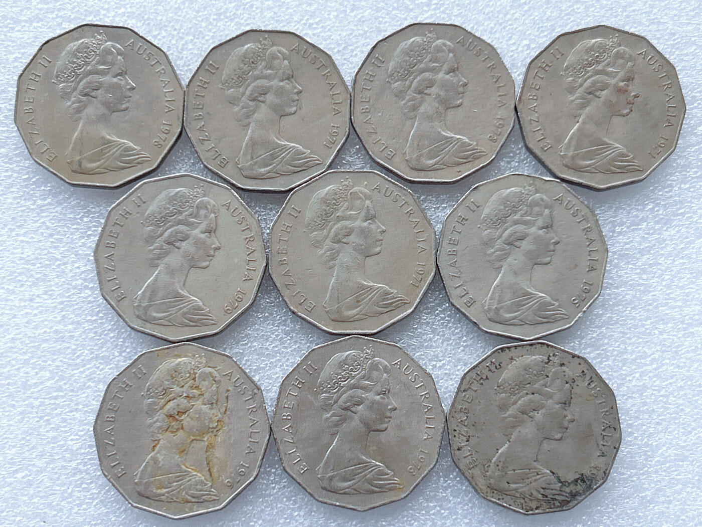 第一海外回流一元起拍收藏 散集专场. 第143期 澳大利亚50分袋鼠 10枚