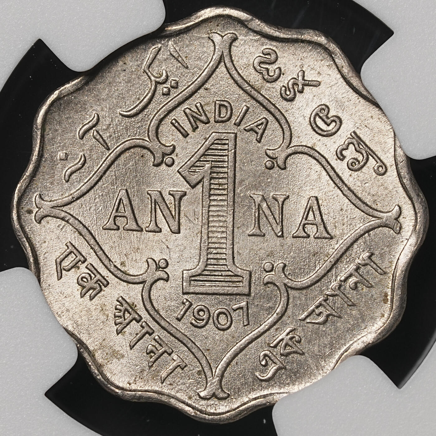 修遠堂世界钱币第四十八期 全场包邮 NGC MS63 1907年英属印度1 ANNA 少见年份