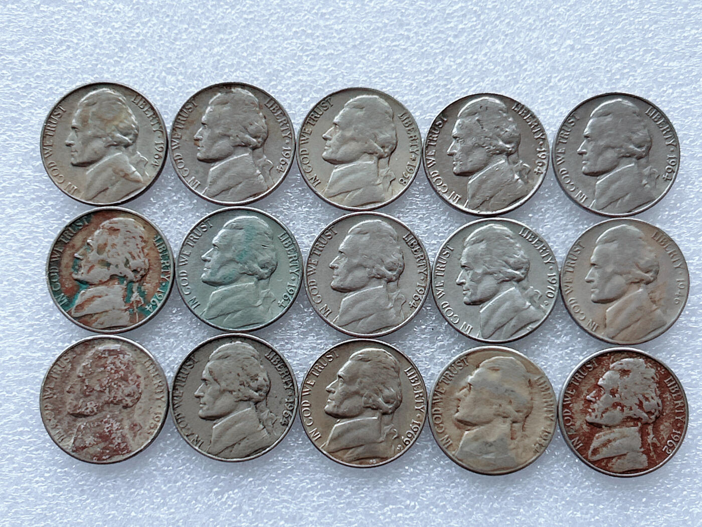 第一海外回流一元起拍收藏 散集专场. 第143期 美国5美分 15枚